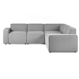 Lago Combination 5 Seater Lago Grey Linen Sofa with Corner and Arms