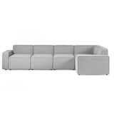 Lago Combination L shaped 5 Seater Grey Linen Sofa with Corner and Arms