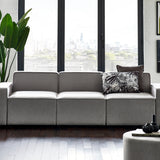Lago Combination 3 Seater Grey Linen Sofa with Arms