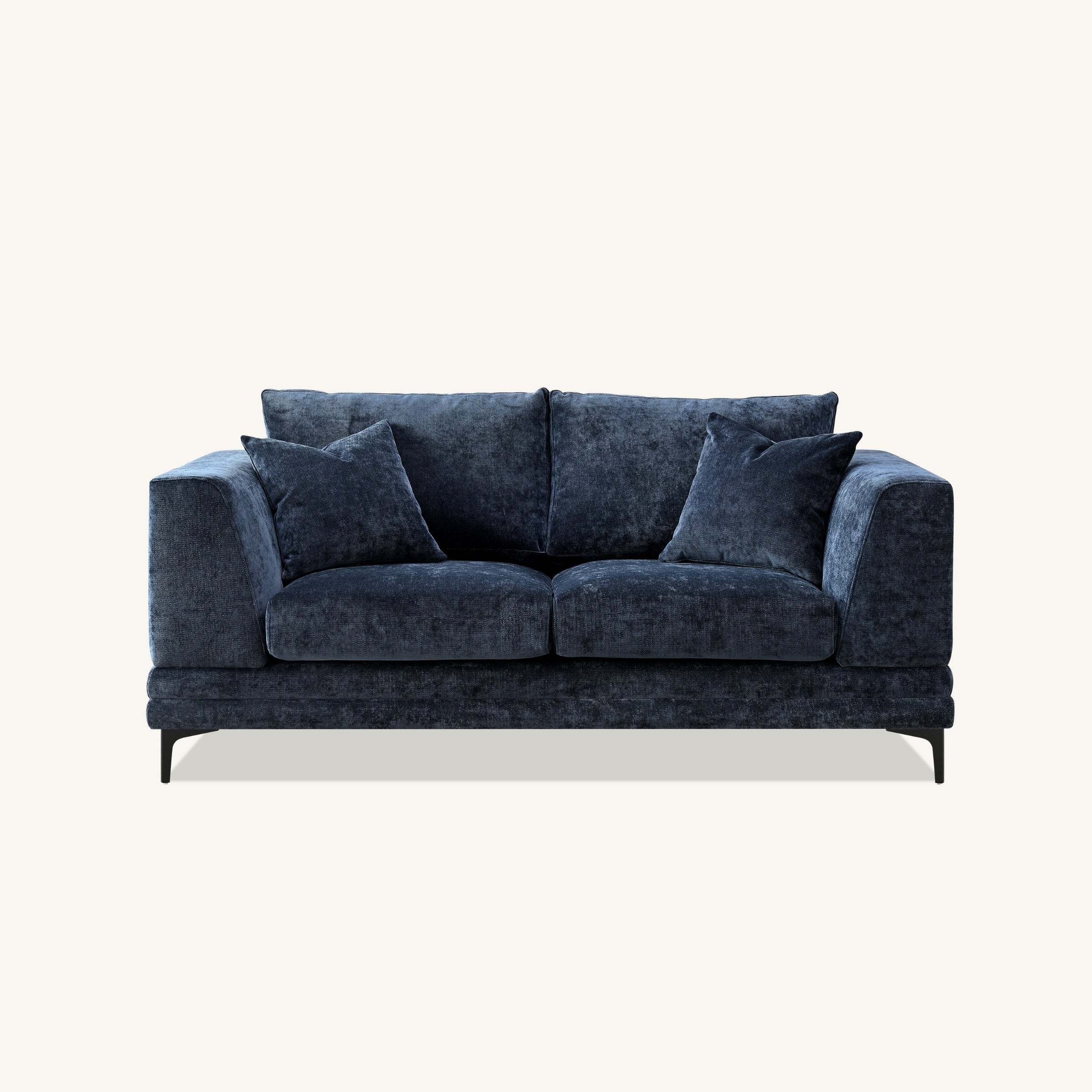 Lenox Sofa soft textured boucle fabric in Aegean Blue Velvet colour.