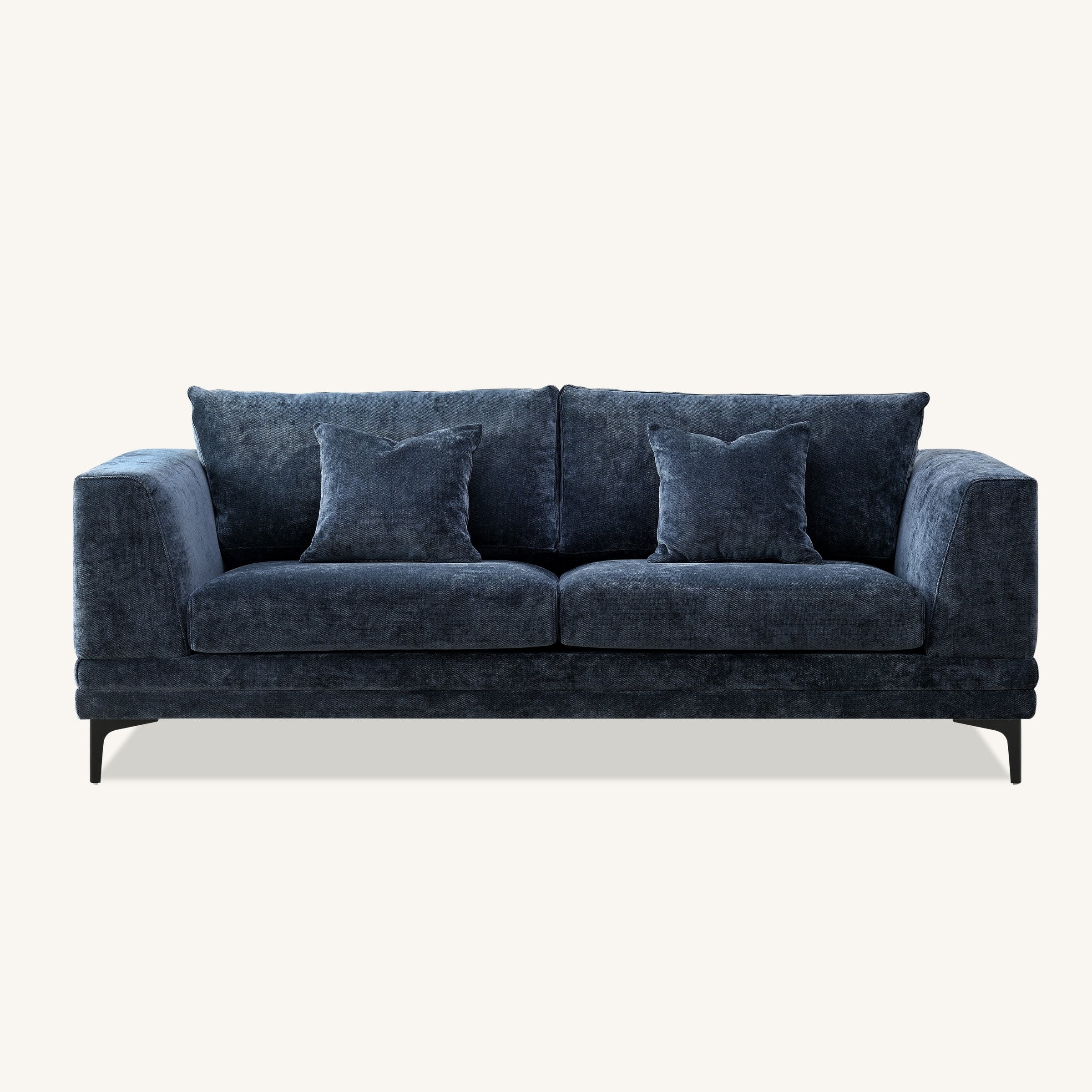 Lenox Sofa soft textured boucle fabric in Aegean Blue Velvet colour.