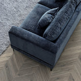 Lenox Sofa soft textured boucle fabric in Aegean Blue Velvet colour.