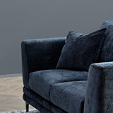 Lenox Sofa soft textured boucle fabric in Aegean Blue Velvet colour.