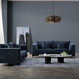 Lenox Sofa soft textured boucle fabric in Aegean Blue Velvet colour.