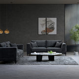 Lenox Sofa soft textured boucle fabric in Stele colour.