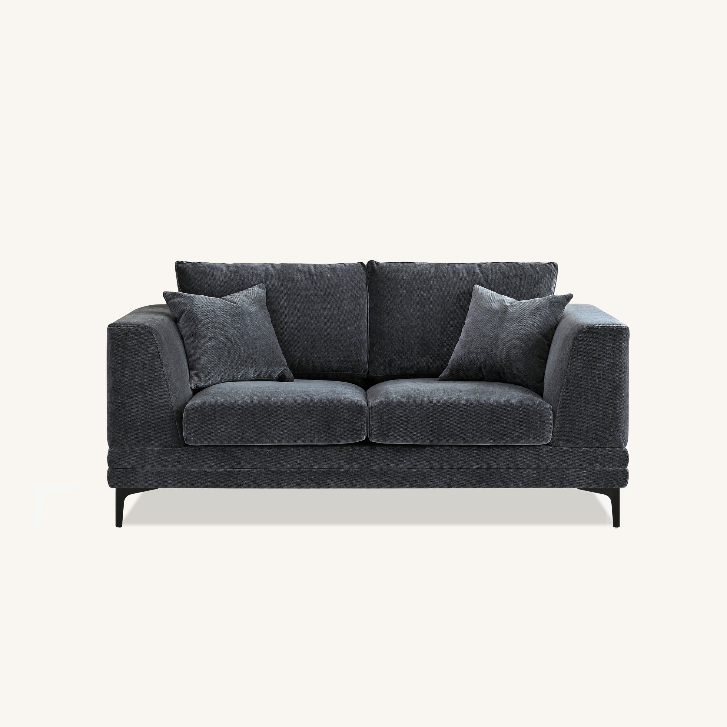 Lenox Sofa soft textured boucle fabric in Stele colour.