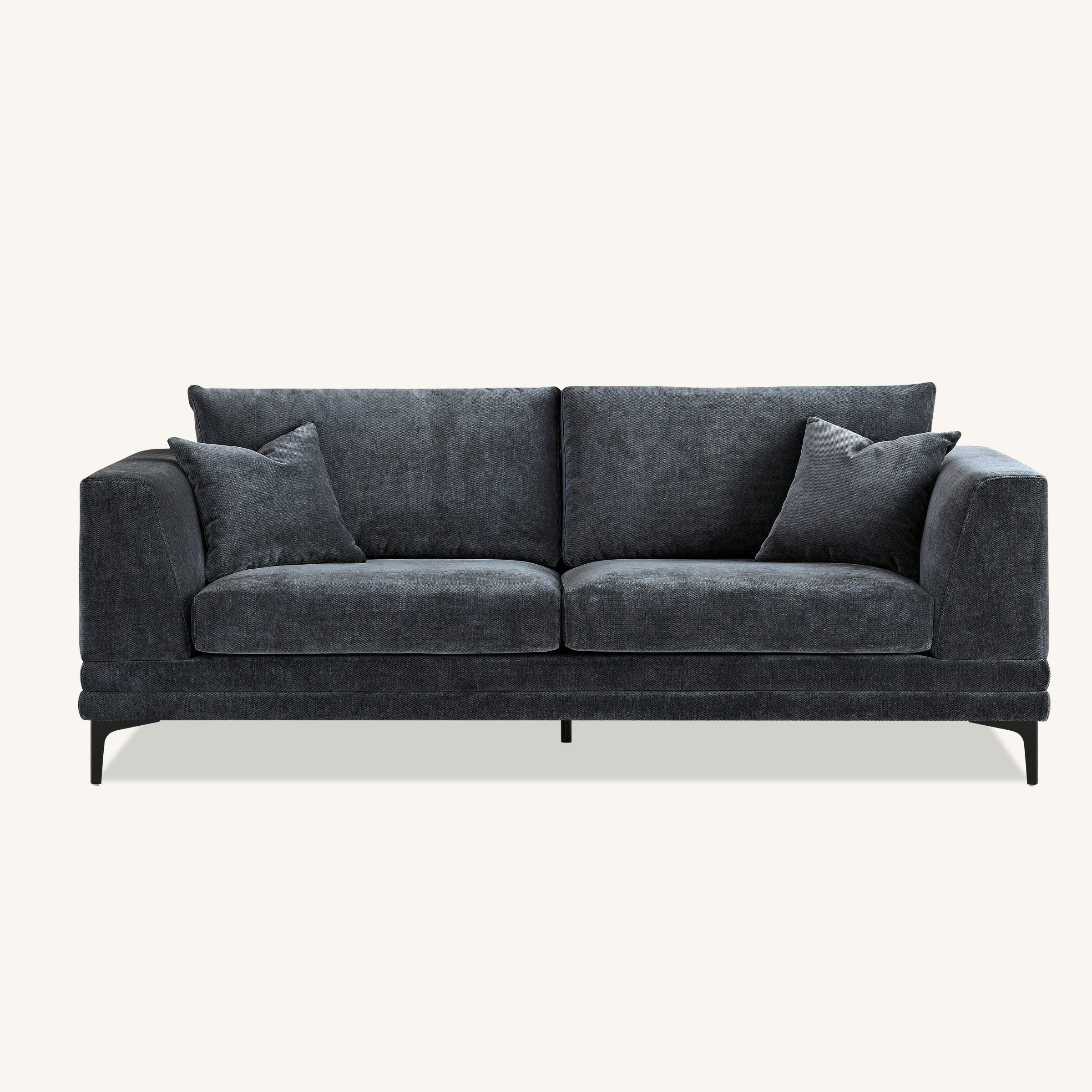 Lenox Sofa soft textured boucle fabric in Stele colour.