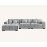 Leonard Corner Sofa with Tight weave Boucle fabric in Cloud Grey Colour