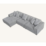 Leonard Corner Sofa with Tight weave Boucle fabric in Cloud Grey Colour