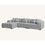 Leonard Corner Sofa with Tight weave Boucle fabric in Cloud Grey Colour