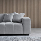 Leonard Corner Sofa with Tight weave Boucle fabric in Cloud Grey Colour