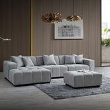 Leonard Corner Sofa with Tight weave Boucle fabric in Cloud Grey Colour