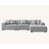 Leonard Corner Sofa with Tight weave Boucle fabric in Cloud Grey Colour