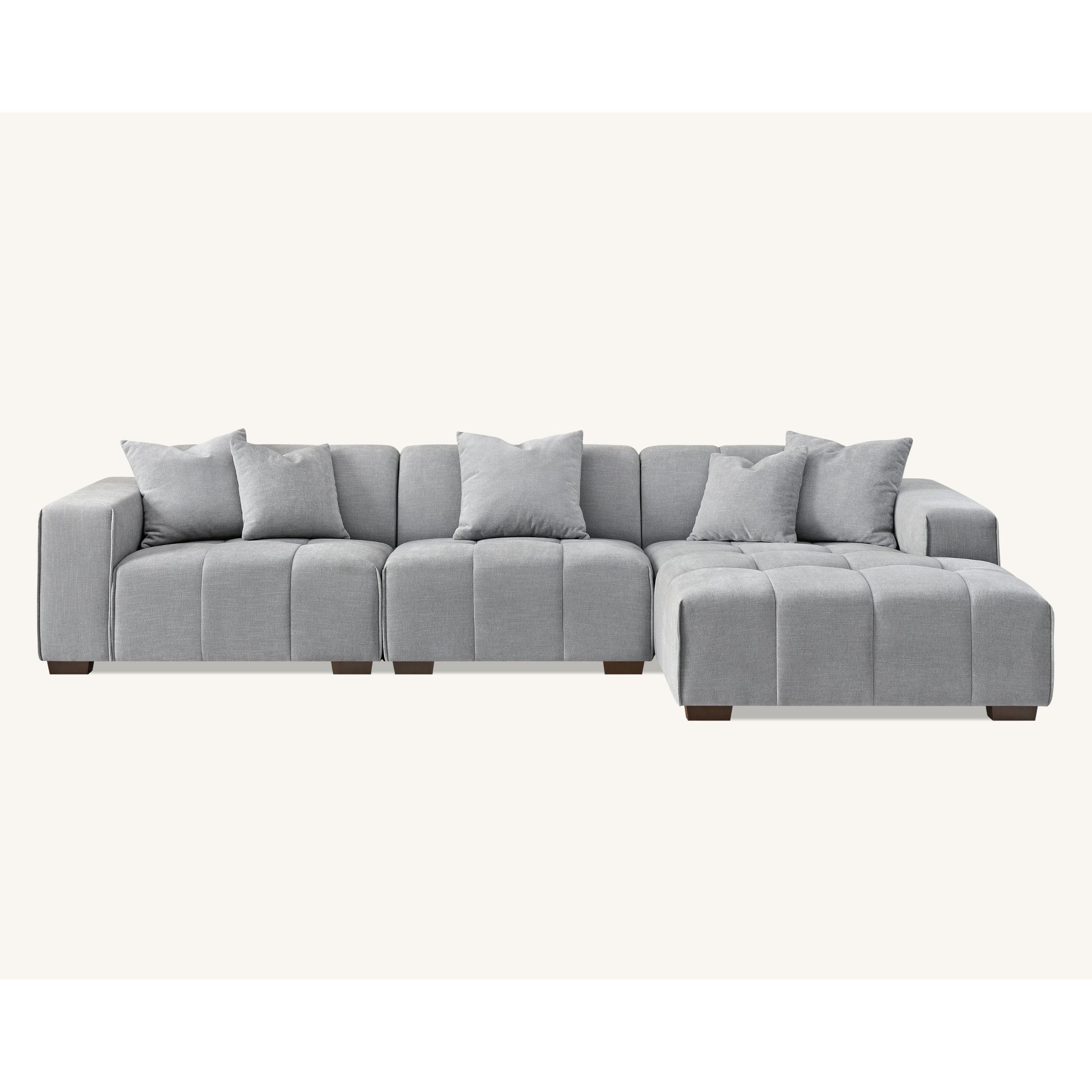 Leonard Corner Sofa with Tight weave Boucle fabric in Cloud Grey Colour