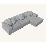 Leonard Corner Sofa with Tight weave Boucle fabric in Cloud Grey Colour