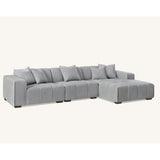 Leonard Corner Sofa with Tight weave Boucle fabric in Cloud Grey Colour