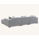 Leonard Corner Sofa with Tight weave Boucle fabric in Cloud Grey Colour