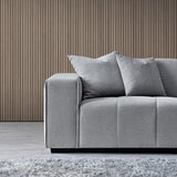 Leonard Corner Sofa with Tight weave Boucle fabric in Cloud Grey Colour