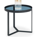 Loft Lamp Table Smoked Glass & Metal Base