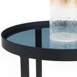 Loft Lamp Table Smoked Glass & Metal Base