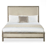 Lucie Bed Rubberwood Limed Oak in Oatmeal Linen Fabric