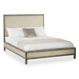 Lucie Bed Rubberwood Limed Oak in Oatmeal Linen Fabric