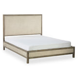 Lucie Bed Rubberwood Limed Oak in Oatmeal Linen Fabric