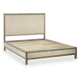 Lucie Bed Rubberwood Limed Oak in Oatmeal Linen Fabric