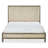 Lucie Bed Rubberwood Limed Oak in Oatmeal Linen Fabric