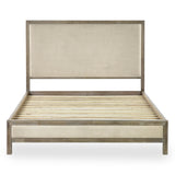 Lucie Bed Rubberwood Limed Oak in Oatmeal Linen Fabric