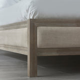 Lucie Bed Rubberwood Limed Oak in Oatmeal Linen Fabric