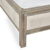 Lucie Bed Rubberwood Limed Oak in Oatmeal Linen Fabric