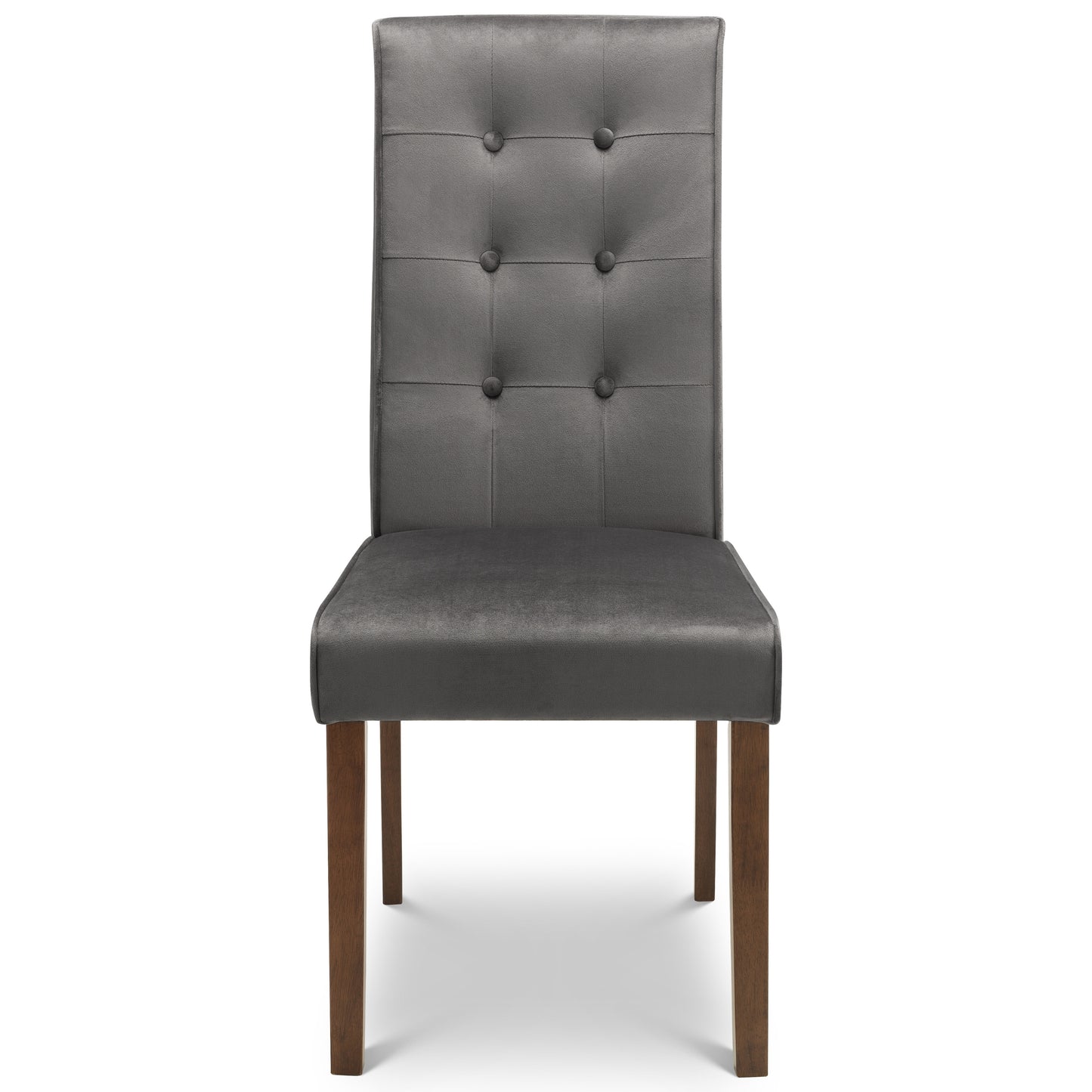 Chelsea Glass Din. Table Beech Fr. Walnut & Madrid Grey Velvet Dining Chair Rubberwood Walnut Finish