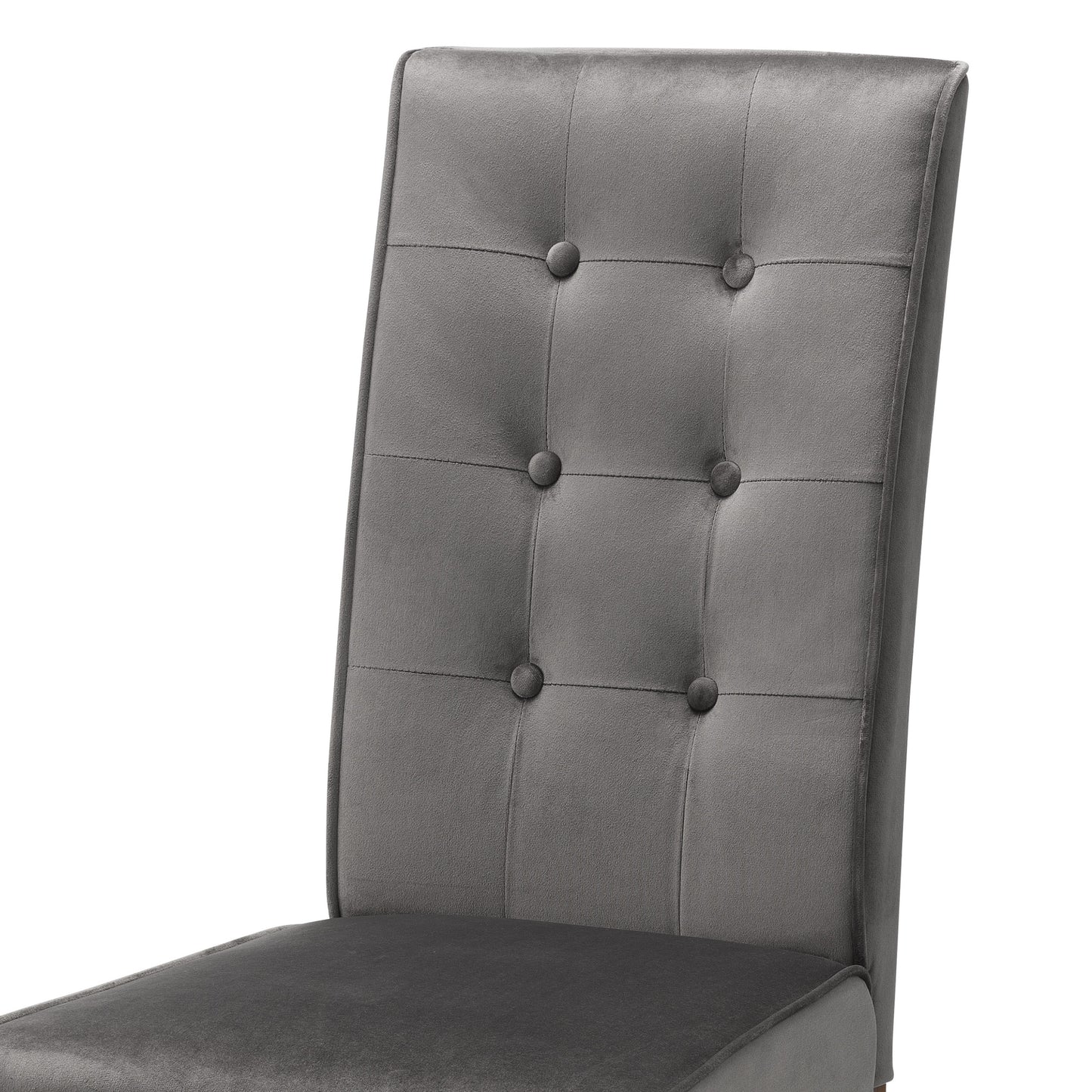 Chelsea Glass Din. Table Beech Fr. Walnut & Madrid Grey Velvet Dining Chair Rubberwood Walnut Finish