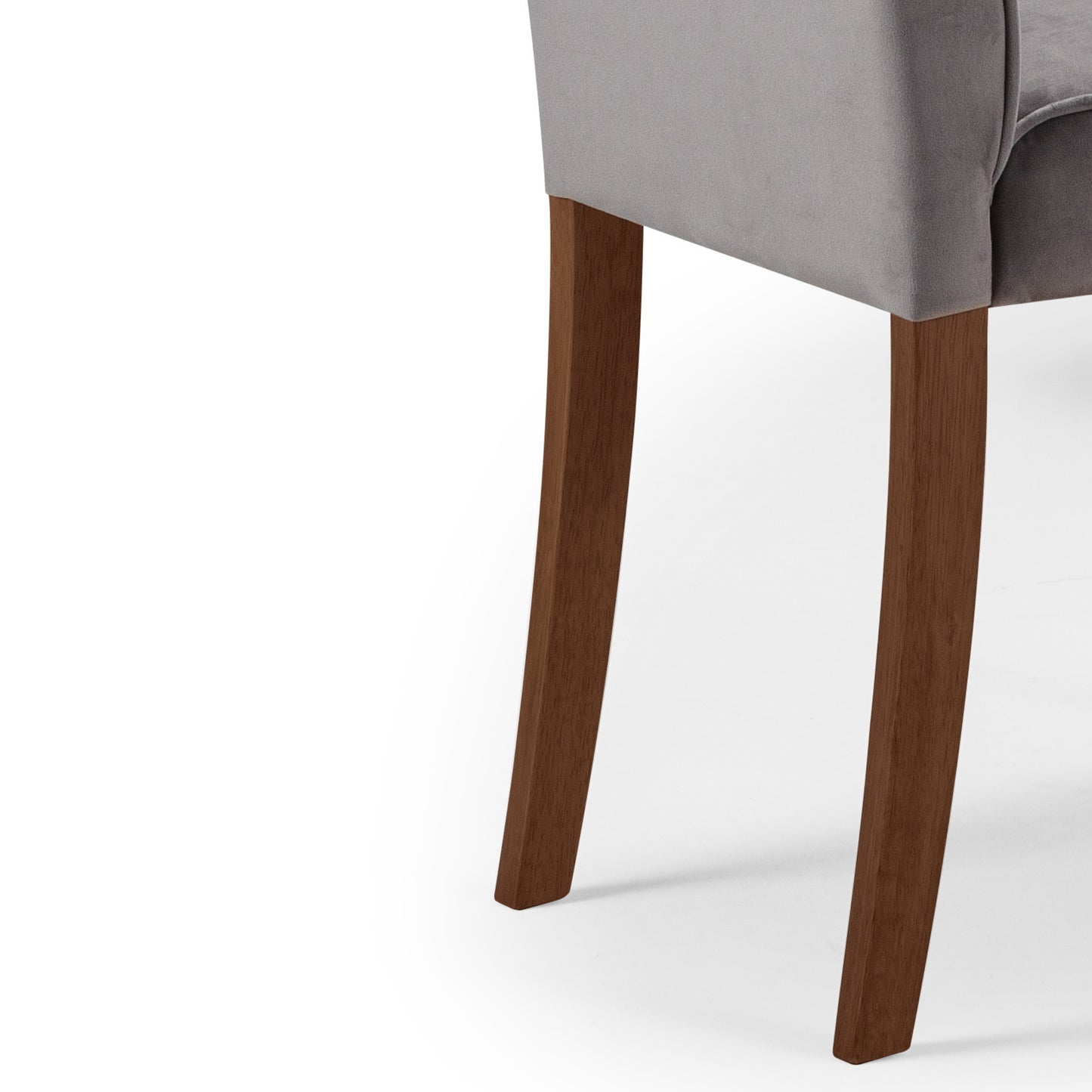 Chelsea Glass Din. Table Beech Fr. Walnut & Madrid Grey Velvet Dining Chair Rubberwood Walnut Finish