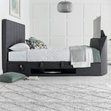 Medburn / Medway TV Ottoman Bed in Pendle Slate Fabric