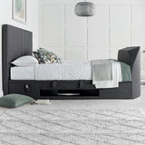 Medburn / Medway TV Ottoman Bed in Pendle Slate Fabric