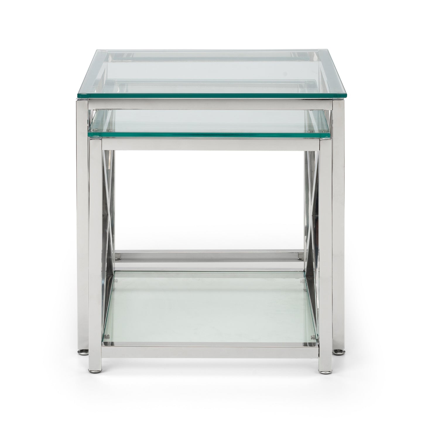 Miami Nest of Tables Chrome Finish Frame & Tempered Glass