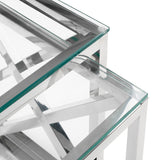 Miami Nest of Tables Chrome Finish Frame & Tempered Glass