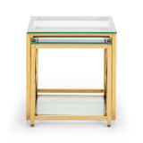 Miami Nest of Tables Gold Finish Frame & Tempered Glass