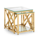 Miami Nest of Tables Gold Finish Frame & Tempered Glass