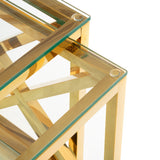 Miami Nest of Tables Gold Finish Frame & Tempered Glass