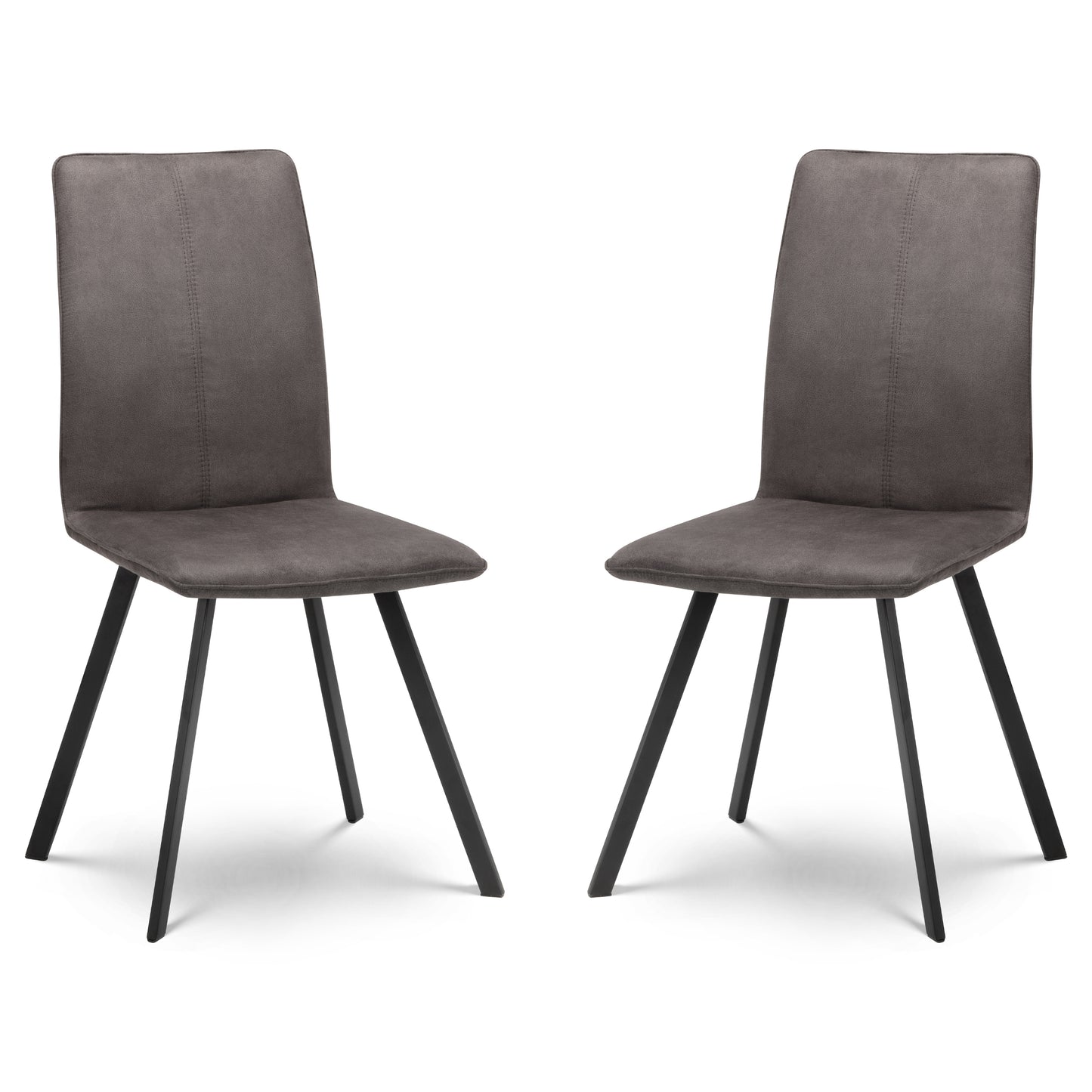 Brooklyn Round Solid Oak Dining Table & Monroe Dining Chairs (4 chairs)  Charcoal Grey Microsuede Fabric Black Legs