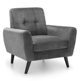 Monza Set: Three + Two + Single Seater Sofa/ Arm Chair Dark Grey Velvet Fabric