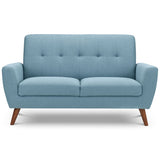 Monza Set: Three + Two + Single Seater Sofa/ Arm Chair Blue Linen Fabric