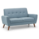 Monza Set: Three + Two + Single Seater Sofa/ Arm Chair Blue Linen Fabric