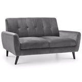 Monza Set: Three + Two + Single Seater Sofa/ Arm Chair Dark Grey Velvet Fabric