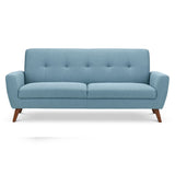 Monza Set: Three + Two + Single Seater Sofa/ Arm Chair Blue Linen Fabric