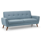 Monza Set: Three + Two + Single Seater Sofa/ Arm Chair Blue Linen Fabric