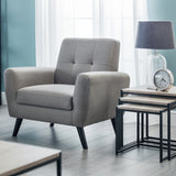 Monza Set: Three + Two + Single Seater Sofa/ Arm Chair  Mid Grey Linen Fabric